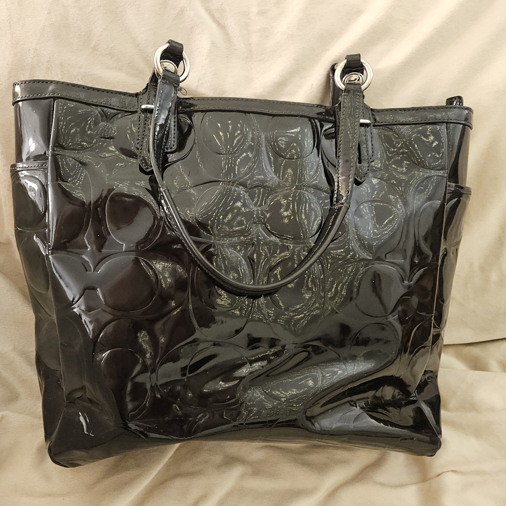 Coach Black Patent Leather Tote Bag